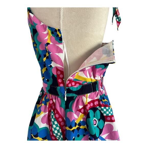 J. Crew Peplum Halter Top Womens Small In Kaleidoscope Floral Cotton Side Zip - Picture 8 of 10